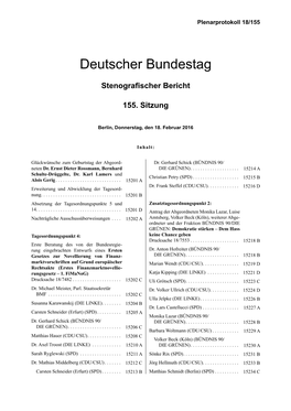 Auszug Aus Dem Plenarprotokoll 18/155