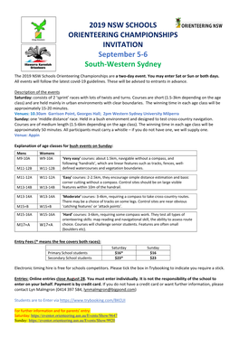 NSW Schools Championships Information