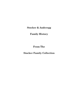 Stocker & Anderegg Family History from the Stocker Family Collection