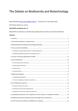 The Debate on Biodiversity and Biotechnology