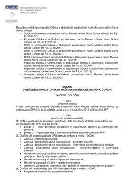 Odlok O Občinskem Prostorskem Načrtu Mestne Občine Nova Gorica (Uradni List RS, Št