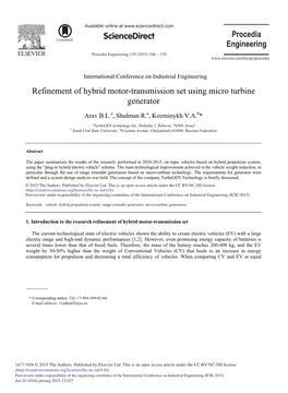 Refinement of Hybrid Motor-Transmission Set Using Micro Turbine Generator