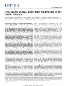 How Insulin Engages Its Primary Binding Site on the Insulin Receptor