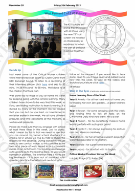 Newsletter 20 Friday 5Th February 2021