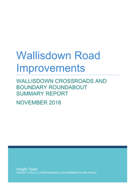 Wallisdown Road Improvements Summary Survey Report