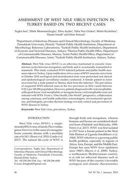 Assessment of West Nile Virus Infection in Turkey Based on Two Recent Cases