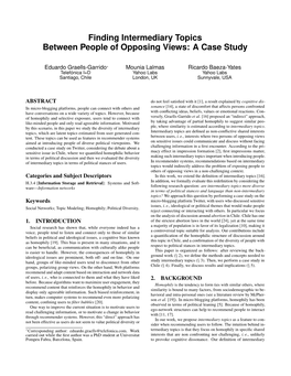 Finding Intermediary Topics Between People of Opposing Views: a Case Study