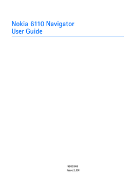 Nokia 6110 Navigator User Guide