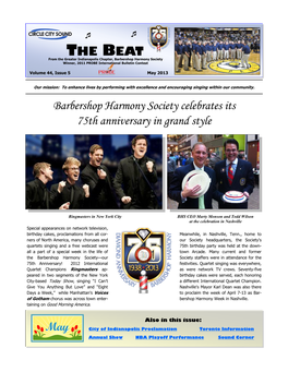 Barbershop Harmony Society Celebrates Its 75Th Anniversary in Grand Style