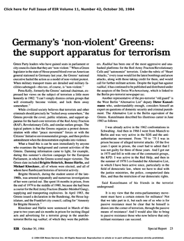 'Non-Violent' Greens: the Support Apparatus for Terrorism