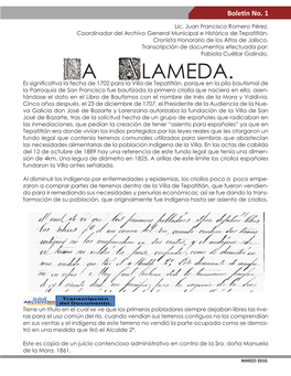 Boletín No.1 La Alameda