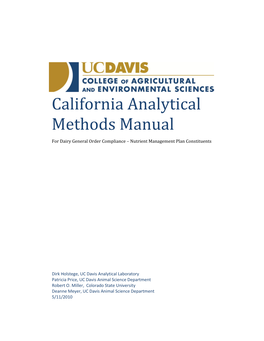 California Analytical Methods Manual