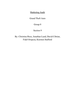 Marketing Audit Grand Theft Auto Group 8 Section 9 By