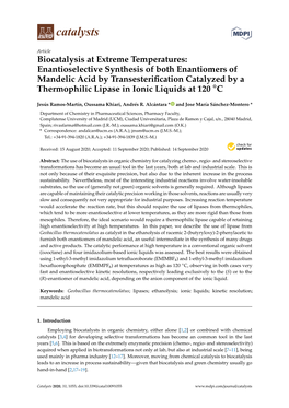 Biocatalysis at Extreme Temperatures: Enantioselective Synthesis of Both Enantiomers of Mandelic Acid by Transesterification