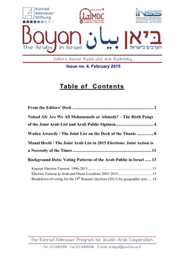 Table of Contents