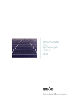 MGE Energy 2018 Environment and Sustainability Report