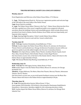 Theatre Historical Society 2016 Conclave Schedule