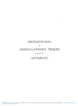 Archaeologia Miscellaneous Tracts Antiquity