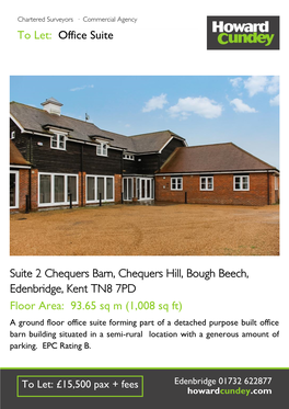 To Let: Office Suite Suite 2 Chequers Barn, Chequers Hill, Bough Beech