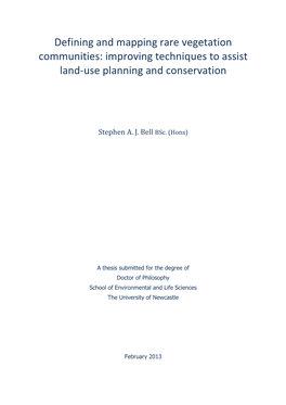 Defining and Mapping Rare Vegetation Communities: Improving Techniques to Assist Land-Use Planning and Conservation