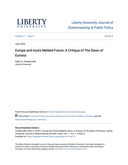 Europe and Asia's Melded Future: a Critique of the Dawn of Eurasia