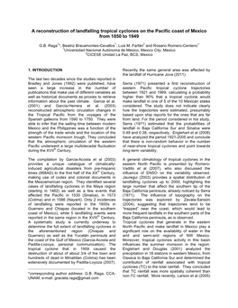 A Reconstruction of Landfalling Tropical Cyclones on the Pacific Coast of Mexico from 1850 to 1949