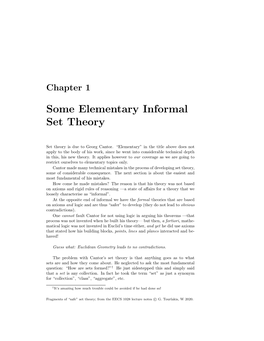 Some Elementary Informal Set Theory