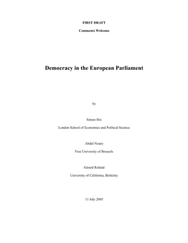 Democracy in the European Parliament