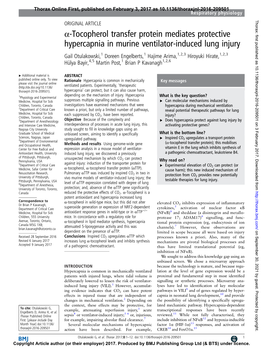 Α-Tocopherol Transfer Protein Mediates Protective Hypercapnia In