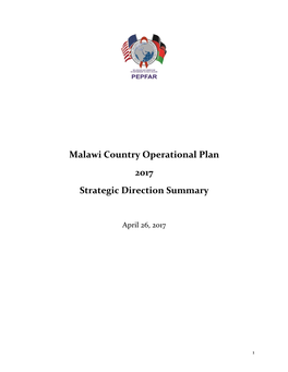 Malawi Country Operational Plan 2017 Strategic Direction Summary