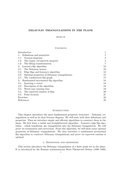 Delaunay Triangulations in the Plane