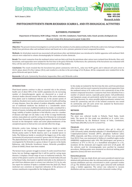 Phytoconstituents from Richardia Scabra L. and Its Biological Activities