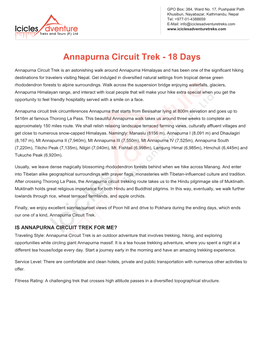 Annapurna Circuit Trek - 18 Days