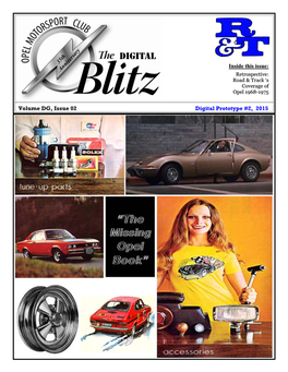 Digital 5 3 Ive N N Inside This Issue: a Retrospective: Road & Track ‘S Coverage of Opel 1968-1975