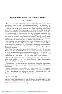 Closed Maps and Paracompact Spaces