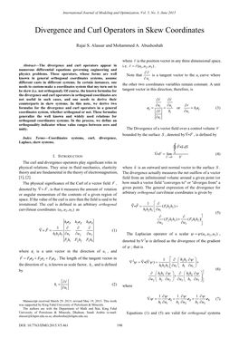 Divergence and Curl Operators in Skew Coordinates