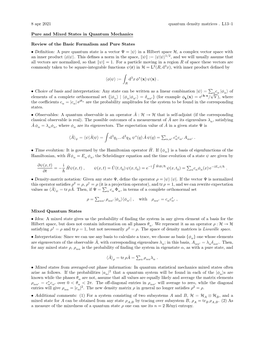 8 Apr 2021 Quantum Density Matrices . L13–1 Pure and Mixed States In