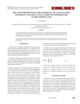 Relationship Between the Lithology of Active-Layer Materials and Mean Annual Ground Temperature in the Former Ussr