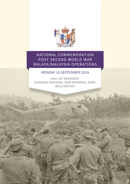 National Commemoration Post Second World War Malaya/Malaysia Operations