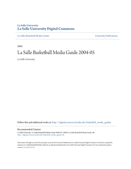 La Salle Basketball Media Guide 2004-05 La Salle University