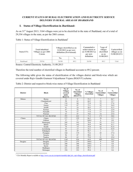 I. Status of Village Electrification in Jharkhand