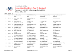 Start Sheet - Tour A- Bamburgh Tuesday 16 July 2019 at Bamburgh Castle (Main)