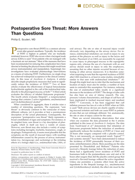 Postoperative Sore Throat: More Answers Than Questions