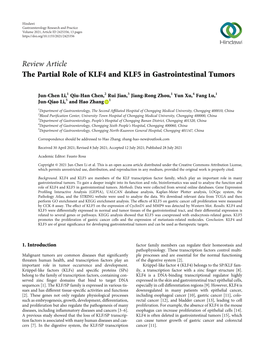 The Partial Role of KLF4 and KLF5 in Gastrointestinal Tumors