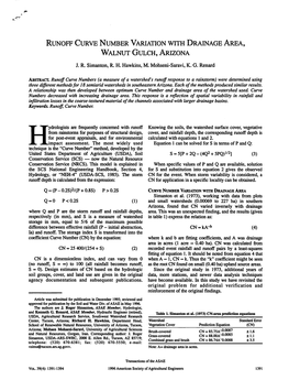 Runoff Curve Number Variation with Drainage Area, Walnut Gulch, Arizona