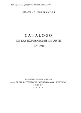 Catalogo De Las Exposiciones De Arte En 1953