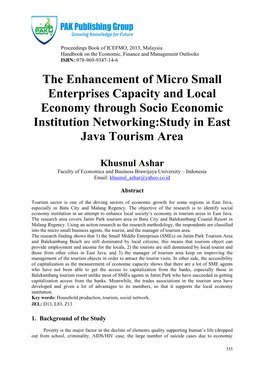 The Enhancement of Micro Small Enterprises Capacity and Local Economy Through Socio Economic Institution Networking:Study in East Java Tourism Area