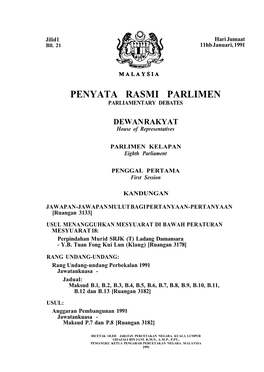 Penyata Rasmi Parlimen Parliamentary Debates