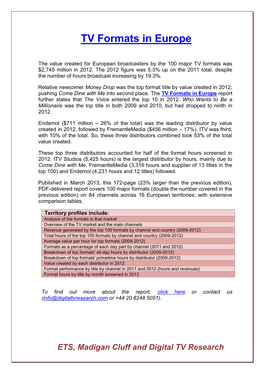 TV Formats in Europe