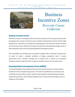 Business Incentive Zones